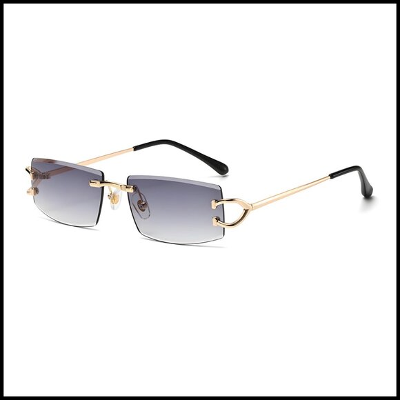 Rimless Rectangle Sunglasses Retro Minimalist Slim Fit Y2K Fashion Eyewear main image 7
